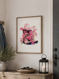 Floral cowboy boots western canvas poster