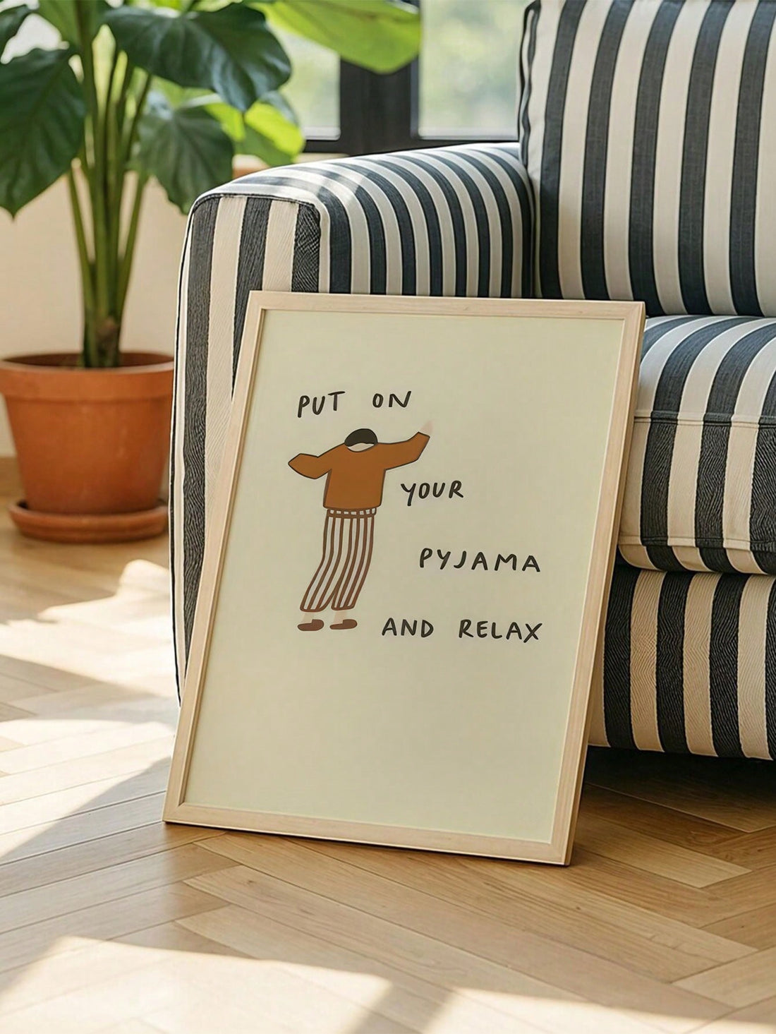 Transform your bedroom or living space with this charming cartoon pajama art poster. Featuring whimsical illustrations of cozy sleepwear and relaxation themes, this unframed canvas wall decor brings warmth and personality to any room. 