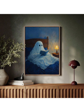 This Cozy Ghost Reading in Bed canvas print captures the essence of dark academia with a spooky twist, perfect for Halloween enthusiasts. Its moody, atmospheric design adds a sophisticated yet eerie touch to any room, making it an ideal piece for those who appreciate both literature and seasonal decor. Crafted with high-quality materials, this wall art offers lasting vibrancy and texture, enhancing your space with a unique blend of comfort and mystery.