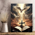 Cross and dove religious framed wall art