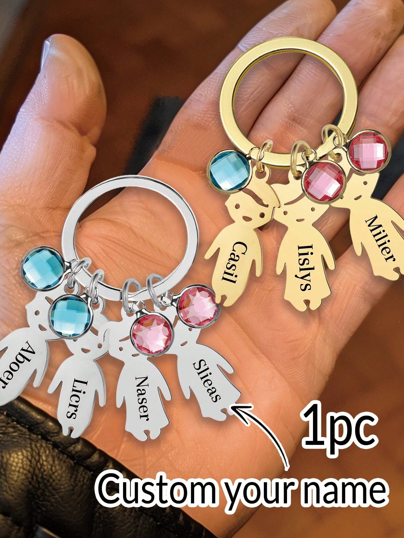This customized birthstone keychain is the perfect gift for moms, dads, and couples. Each keychain is uniquely designed with a personalized birthstone that holds special significance. Made with high-quality materials, this keychain is a meaningful and lasting way to show someone you care.