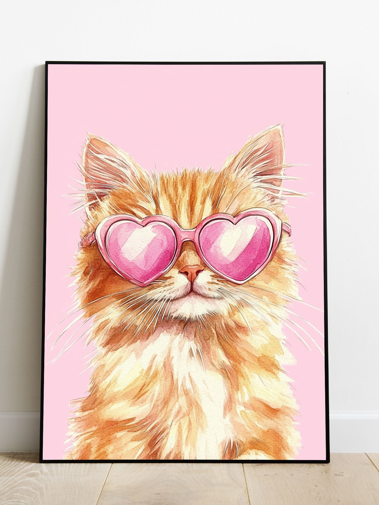 Cute Cat With Glasses Canvas, Poster Wall Arrt - For Living Room, Sofa Backdrop, Bedside Decoration, Home Decor, No Frame