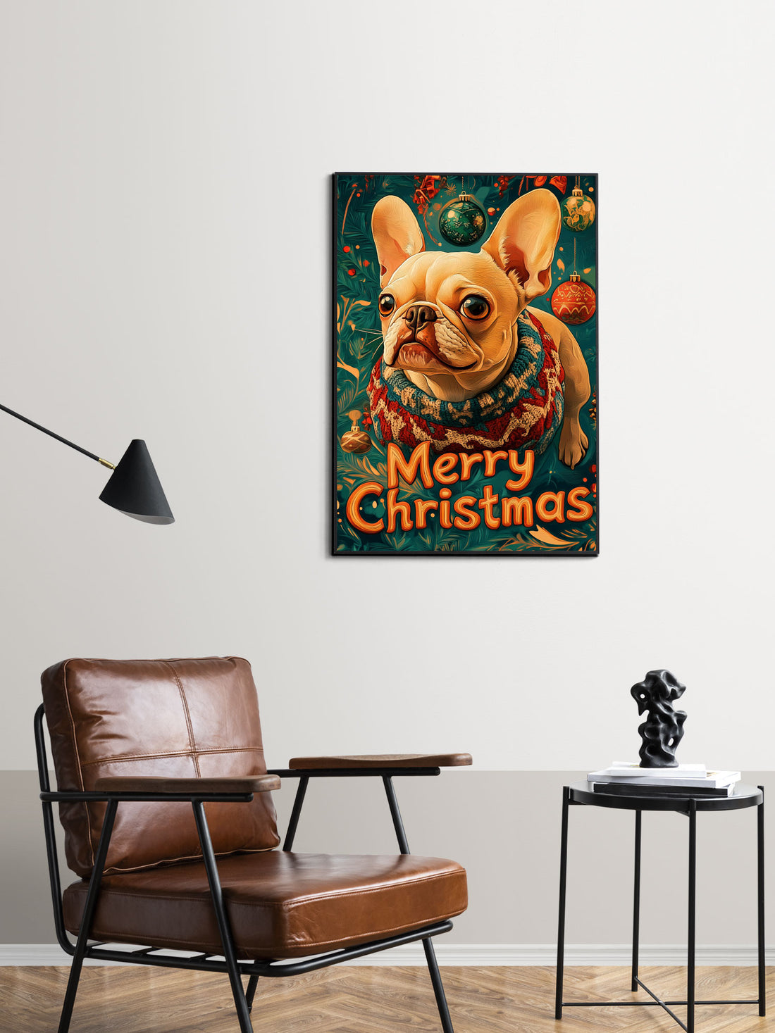 Add some festive charm to your home with our Cute Dog Wearing Christmas Sweater Canvas Wall Art. This adorable piece features a cute dog sporting a Christmas sweater, adding a touch of holiday cheer to any room. Made with high-quality canvas, it's durable and long-lasting.