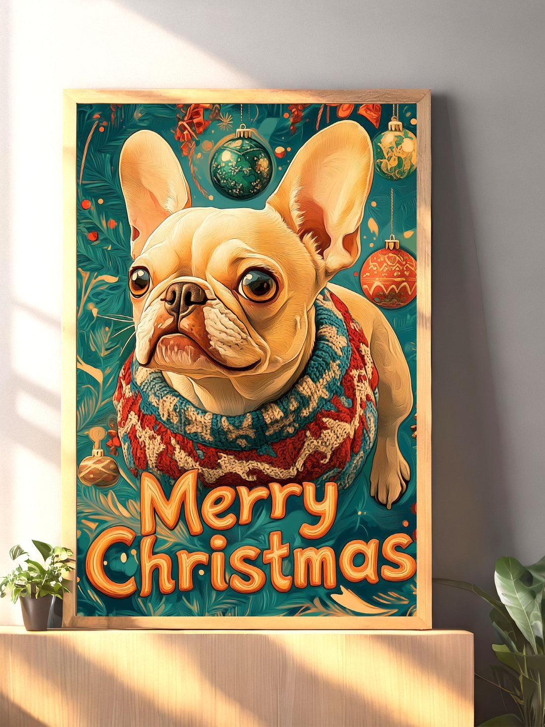 Add some festive charm to your home with our Cute Dog Wearing Christmas Sweater Canvas Wall Art. This adorable piece features a cute dog sporting a Christmas sweater, adding a touch of holiday cheer to any room. Made with high-quality canvas, it's durable and long-lasting.