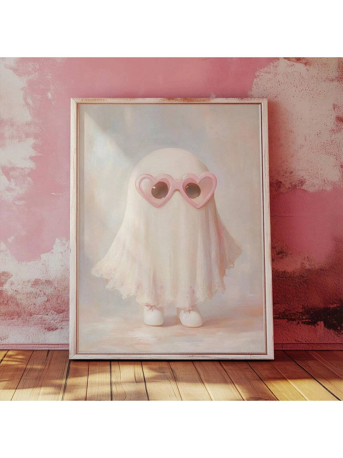Add a playful and charming vibe to your space with this Cute Ghost Print Halloween Wall Art. Featuring a whimsical pink design, it blends festive spirit with aesthetic appeal, perfect for creating a cozy and unique atmosphere in any room. Ideal for those who appreciate subtle holiday decor with a creative twist.