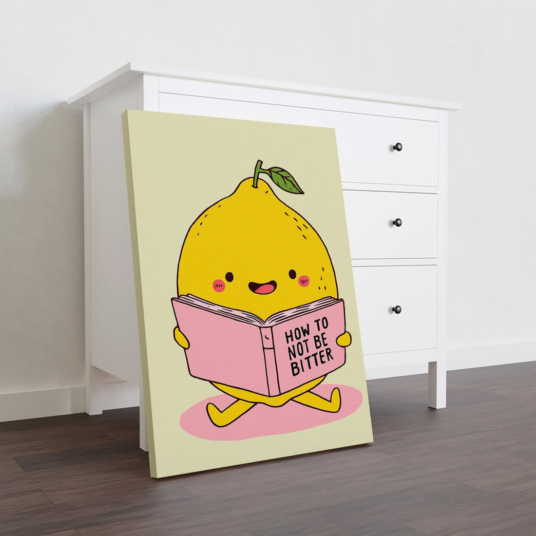Add a fresh and charming touch to your living space with this Cute Lemon Art Print featuring a whimsical reading book design. Perfect for enhancing your living room, sofa backdrop, or bedside area, this wall decor piece combines playful imagery with vibrant colors to create a cozy and inviting atmosphere. Crafted to complement various interior styles, it brings a subtle yet uplifting accent that brightens any room effortlessly. Ideal for those seeking a unique and tasteful home decoration.