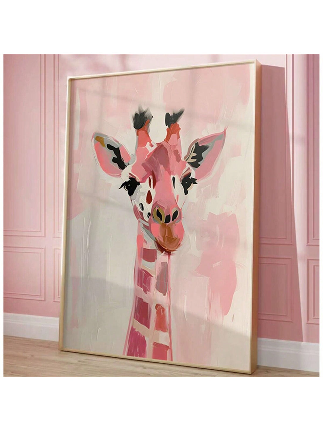 This adorable unframed canvas poster features a cute pink giraffe, bringing a whimsical touch to your preppy room decor. Made with high-quality materials, it adds a playful and charming element to any space. Perfect for animal lovers and those looking to add a touch of whimsy to their home.