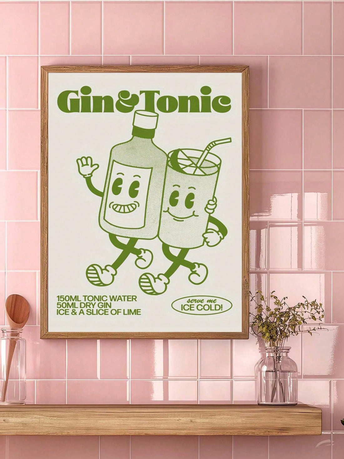 Enhance your home or office with a touch of whimsy and nostalgia with our Cute Vintage Gin and Tonic Cocktail Poster. Featuring charming cartoon art, this poster adds a lively and fun atmosphere to any space. Perfect for cocktail lovers and those who appreciate vintage aesthetics.
