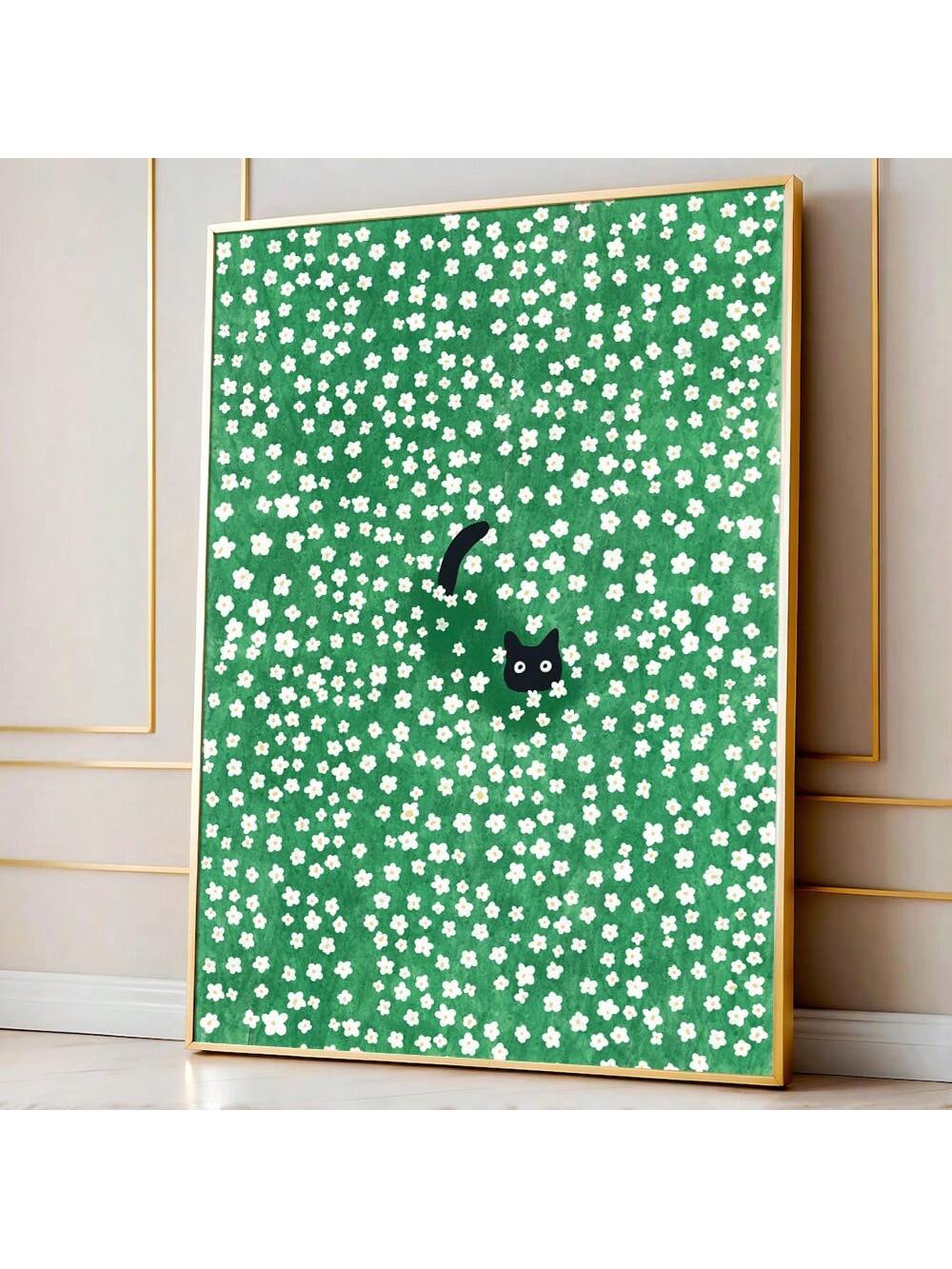 Add a charming touch to your modern bedroom or dorm with this unframed canvas wall art featuring a delicate daisies and cat design. Its minimalist aesthetic complements contemporary decor, creating a cozy and inviting atmosphere. Crafted for easy framing, this piece offers versatile styling options to enhance your personal space with subtle elegance.
