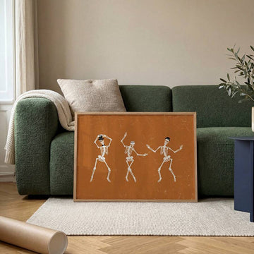 Dancing skeleton Halloween framed wall art
