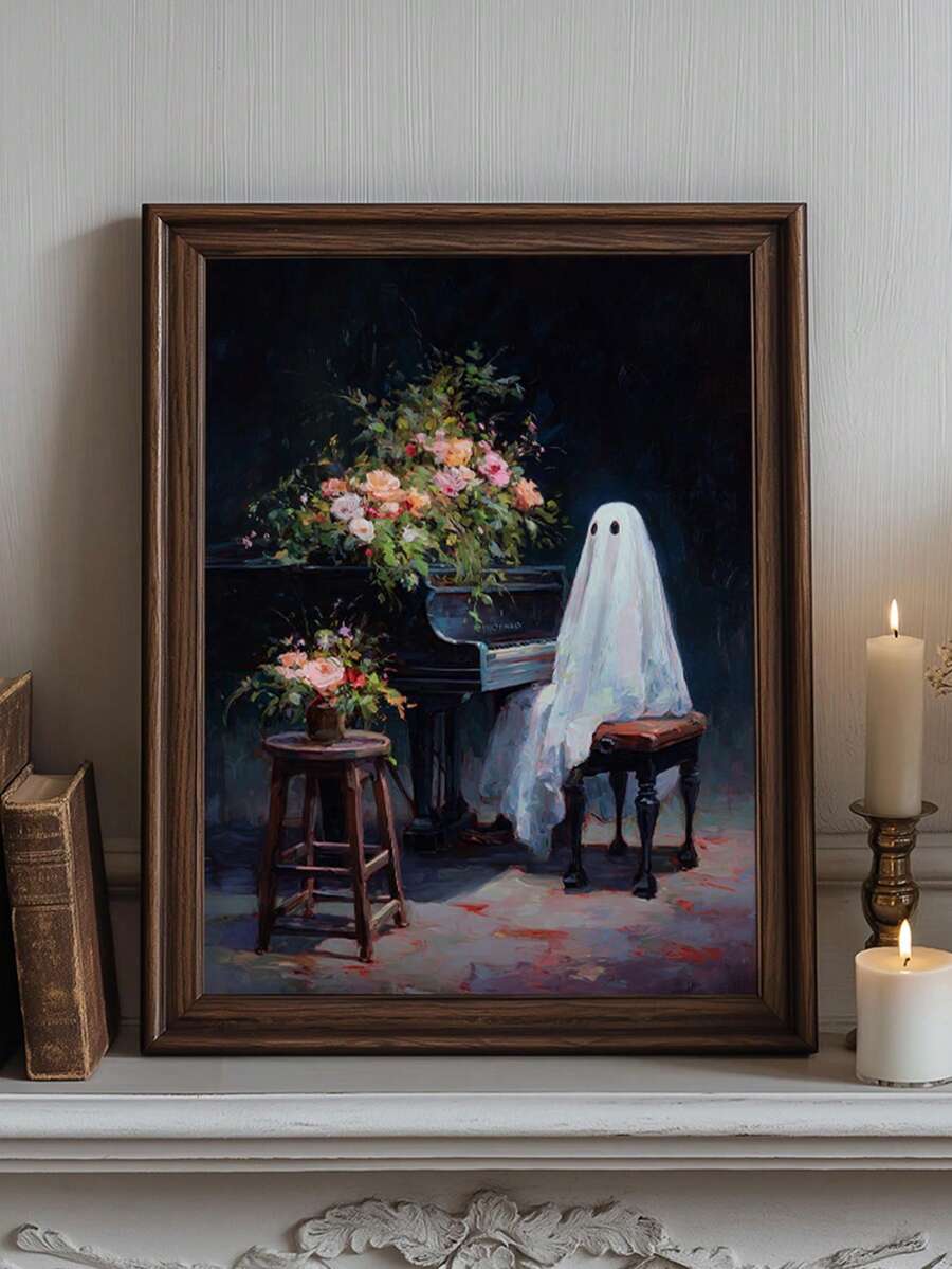 The Dark Academia Ghost Playing Piano Vintage Gothic Oil Painting Canvas Poster combines haunting mystery with the timeless elegance of classical art. A ghostly figure playing the piano is portrayed through rich oil-painting textures, dramatic shadows, and vintage gothic details, creating an atmospheric scene filled with dark academia charm. The moody composition evokes old libraries, candlelit rooms, and mysterious stories from another era.