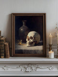 Gothic skull whiskey bottle vanitas canvas poster