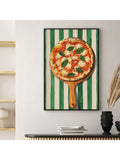 This modern canvas wall art features a vibrant oil painting of a delicious pizza adorned with fresh basil leaves. Perfect for enhancing the ambiance of your home or office, it combines culinary charm with artistic elegance. Crafted to bring a contemporary touch to any space, this piece is ideal for food lovers and art enthusiasts seeking a unique décor statement.