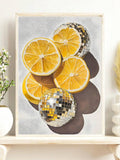 Disco Lemon Canvas Wall Art Maximalist Fruit Poster Kitchen Decor