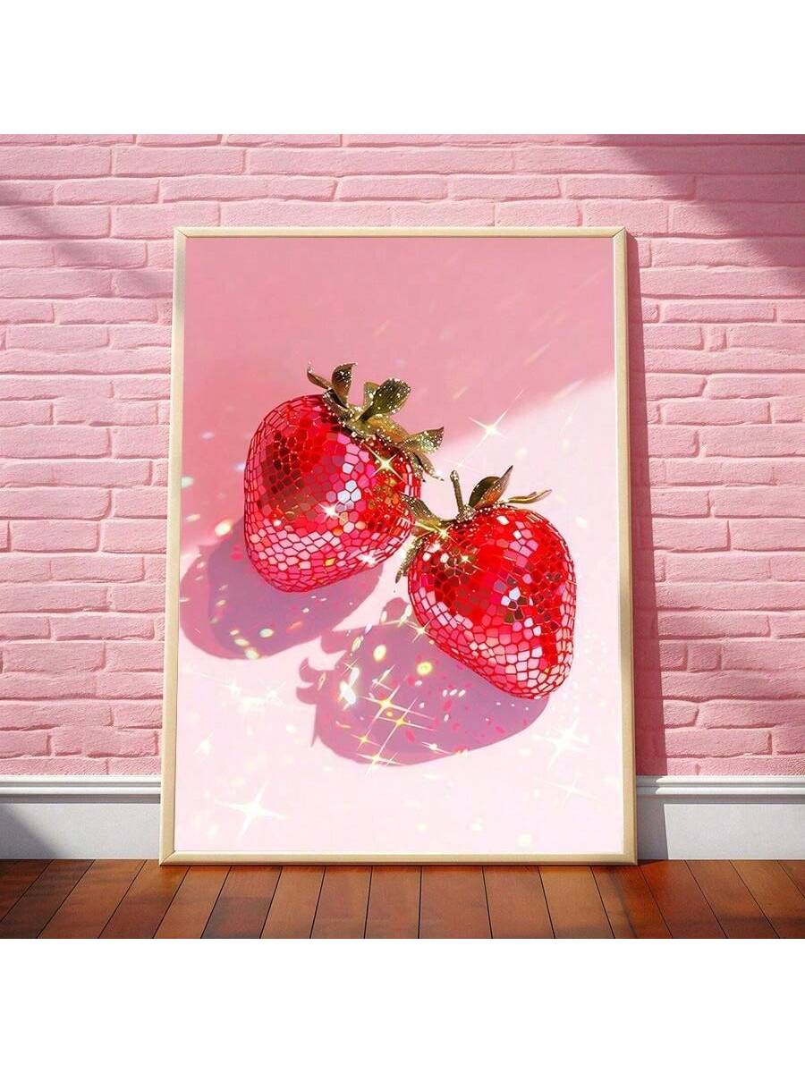 This disco-inspired canvas print features a vibrant strawberry light ball, perfect for adding a touch of fashionable flair to any wall. Made with high-quality materials, this trendy poster is sure to elevate your home décor with its unique and eye-catching design. Add a pop of color and style to your space with this must-have fashion fruit print.