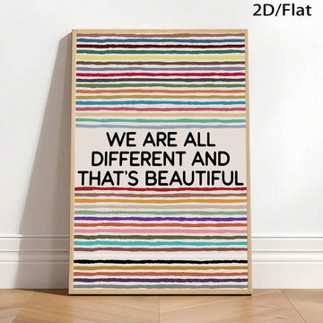 Inspirational equality poster with colorful horizontal stripes and quote