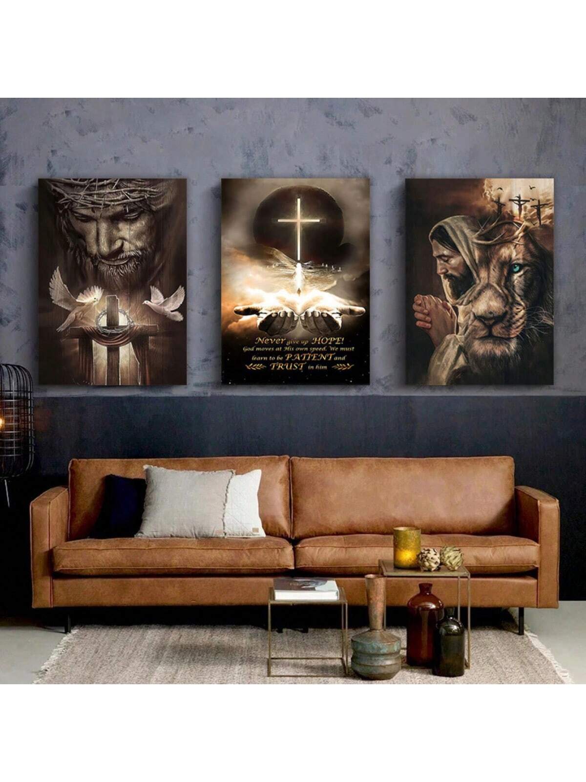 Enhance the sacred space in your home with our Divine Decor: Framed 3-Piece Religious Canvas Painting Set. Expertly crafted and beautifully framed, these religious paintings bring a sense of peace and serenity to any room. Each piece features vibrant colors and intricate details, making it a perfect addition to your home decor.