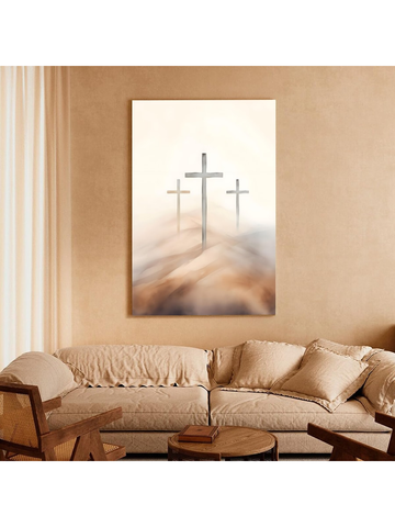 Add a touch of spiritual elegance to your home with Divine Inspiration. This framed canvas wall art showcases the Three Crosses in stunning detail, making it the perfect addition to any room. Its thoughtful design makes it a thoughtful gift for loved ones. Elevate your home decor with this divine piece.