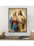 Introducing Divine Serenity, a frameless canvas art featuring the Virgin Mary and Sacred Heart. Elevate the spiritual ambience of your home with this stunning piece. Made with high-quality materials, it is the perfect addition to any home décor. Bring inspiration and serenity to your living space with Divine Serenity.