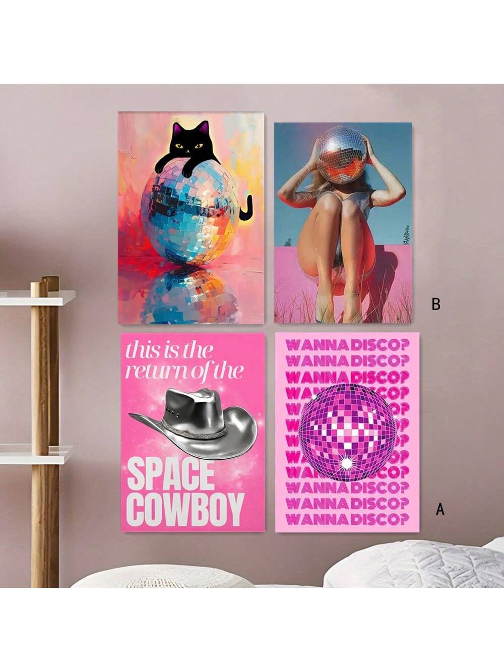Enhance any room with this dopamine disco ball canvas art set, featuring a chic pink Western cowboy design. Enjoy a scientifically-informed, objective decor piece that will bring a subtle touch of excitement and energy into your home. Perfect for those looking for a unique, educational, and stylish addition to their space.