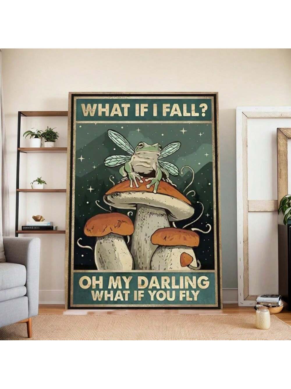 This inspirational wall art features a dreamy frog, perfect for bringing motivation to any bedroom, office, or living room. Its canvas material adds a touch of elegance to any space, while the motivational quote encourages one to dream big. A great addition to any décor, this art piece exudes positivity and inspiration.