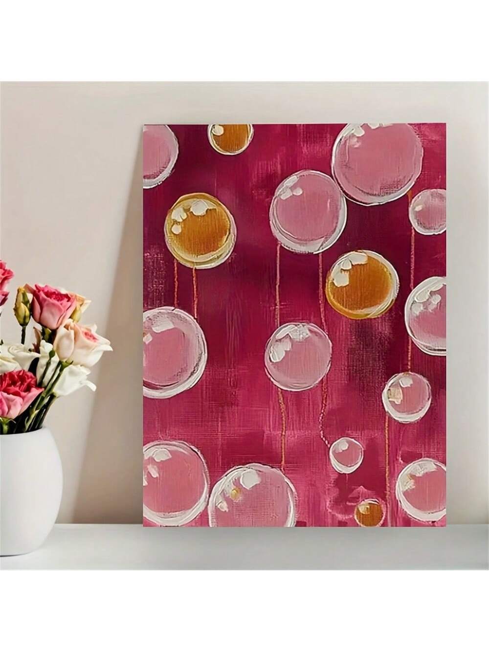 Elevate your living space with this Dreamy Pink and Gold Abstract Canvas Wall Art. Featuring a sophisticated blend of soft pink hues and shimmering gold accents, this piece adds a refined touch to any room. Its abstract design complements modern and classic interiors alike, creating a focal point that enhances your home’s elegance. Crafted on high-quality canvas, it ensures durability and vibrant color retention for lasting beauty. Perfect for those seeking to infuse subtle luxury and artistic flair into th