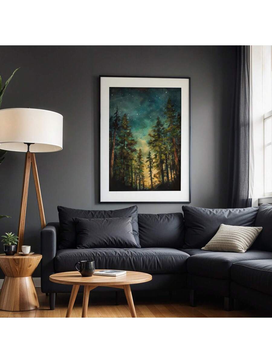 Immerse yourself in the enchanting beauty of the forest with our Dreamy Woodland Starry Night Canvas Print. This moody and captivating piece will bring a serene and peaceful ambiance to any room. Perfect for bedrooms, living rooms, or offices, it's a unique and stylish addition to your decor.