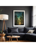 Immerse yourself in the enchanting beauty of the forest with our Dreamy Woodland Starry Night Canvas Print. This moody and captivating piece will bring a serene and peaceful ambiance to any room. Perfect for bedrooms, living rooms, or offices, it's a unique and stylish addition to your decor.