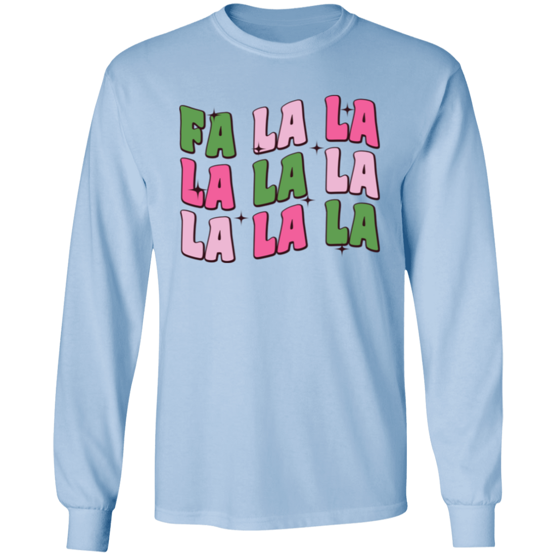 Rock around the Christmas tree in style with our Fa La La Xmas long sleeve t-shirt. Stay on trend with the festive Fa La La design while singing your favorite Christmas songs. Stay warm and in the holiday spirit with this Merry Christmas shirt. Perfect for any holiday occasion.