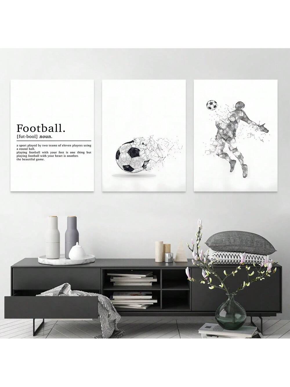 Elevate your game room or office space with our Dynamic Football Canvas Art. These unframed posters add a touch of athleticism and creativity to any living or working space. Show off your love for the game and impress your guests or coworkers with this decorative art piece.