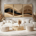 Transform your space with this stunning 3-piece Islamic calligraphy wall art set. Each canvas features elegant, minimalist designs that blend boho aesthetics with modern sophistication. Crafted on high-quality canvas with waterproof finish, these hanging paintings are perfect for dining rooms, living spaces, or any room seeking cultural elegance. The graphic patterns showcase intricate calligraphy in a contemporary style, adding depth and meaning to your décor.