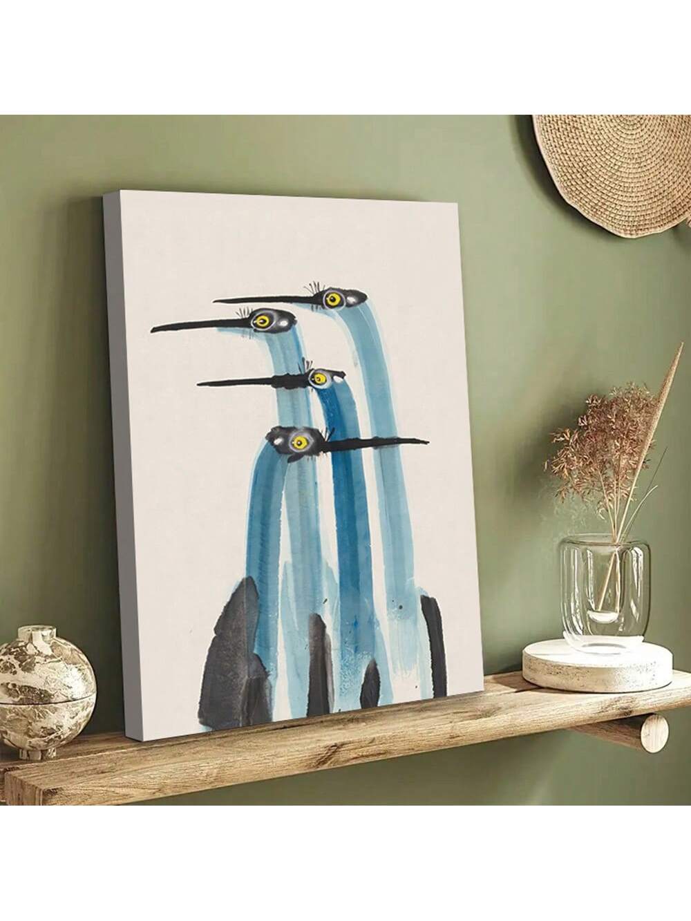 Update your modern space with our Elegant Abstract Crane Watercolor Canvas Art. Featuring a wooden frame and vibrant watercolor design, this wall décor adds an elegant touch to any room. Perfect for adding a pop of color and sophistication to your home.