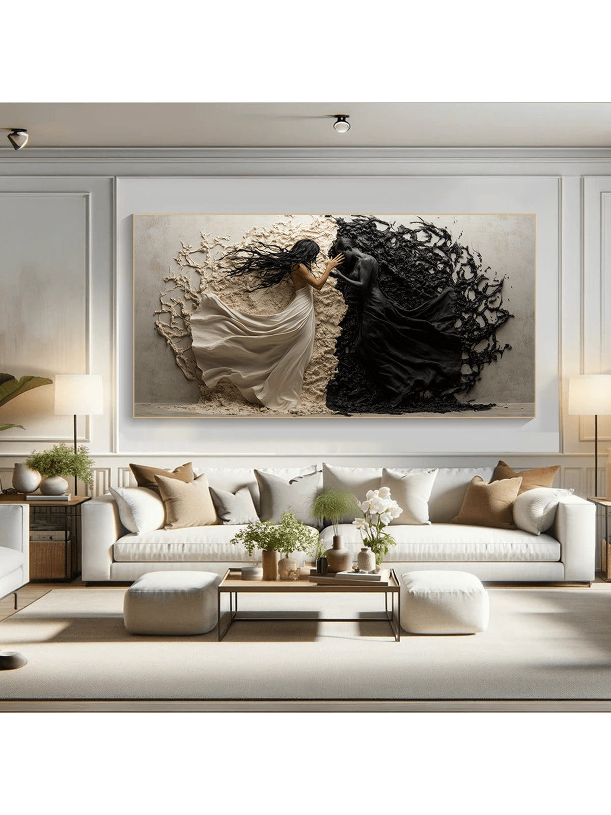 Elevate your living space with this Elegant Black and White Abstract Woman Canvas Art. Featuring a sophisticated monochrome palette, this modern piece adds a refined touch to any home, living room, or bedroom. Its abstract design invites contemplation while seamlessly complementing contemporary décor styles. Crafted for visual impact and subtle elegance, this canvas art transforms your walls into a gallery-worthy display.