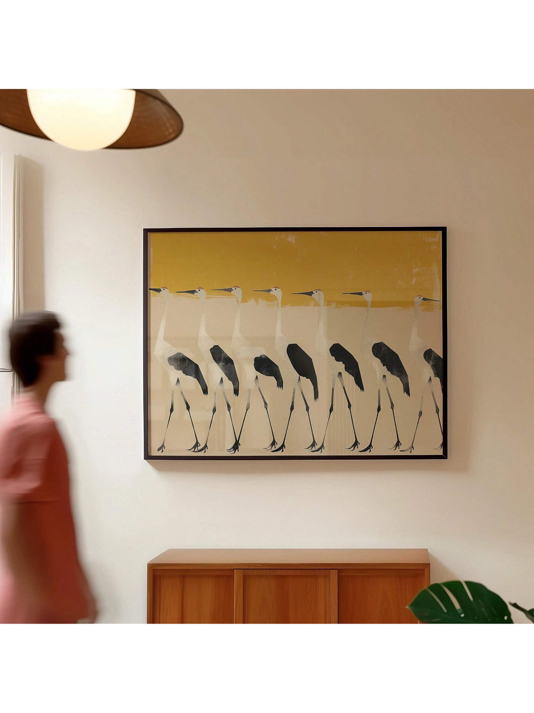 ransform your space with this striking crane canvas wall art, inspired by traditional Japanese aesthetics. The minimalist design captures the graceful essence of the crane through clean lines and sophisticated composition, making it an ideal focal point for contemporary and traditional interiors alike.