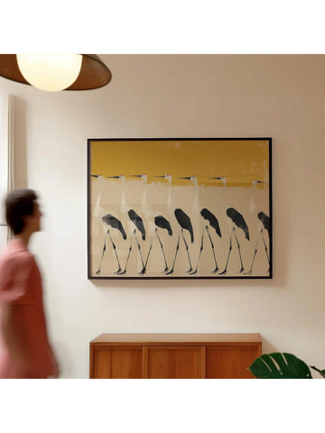 ransform your space with this striking crane canvas wall art, inspired by traditional Japanese aesthetics. The minimalist design captures the graceful essence of the crane through clean lines and sophisticated composition, making it an ideal focal point for contemporary and traditional interiors alike.