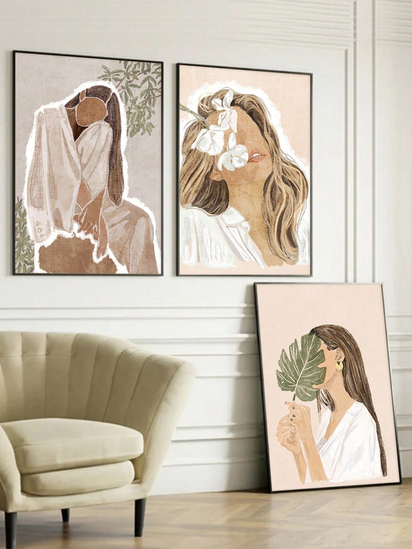 Transform your home or office into an elegant space with our set of 3 frameless abstract canvas art featuring beautiful girls. Each piece is designed to enhance any room while adding a touch of sophistication. Elevate your decor with these stunning pieces that are perfect for any style.