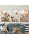 Transform your living space with our Elegant Floral Wall Art Set featuring sophisticated white and gold tulip canvas prints. These modern pieces blend contemporary design with timeless floral elegance, creating a focal point that elevates any room's aesthetic. Meticulously crafted to enhance chic interior designs, this collection offers the perfect balance of subtle luxury and artistic refinement for discerning homeowners seeking to make a statement with their décor choices.