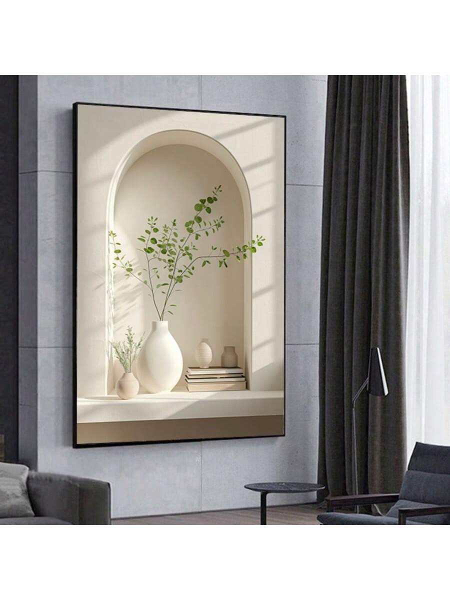 Elevate your living space with this elegant frameless canvas art print featuring a modern abstract vase and lush greenery design. Its minimalist style seamlessly complements contemporary interiors, adding a sophisticated touch to living rooms and bedrooms. Crafted without a frame, this artwork offers a sleek, clean look that enhances any décor while creating a calming, nature-inspired ambiance. Perfect for those seeking refined, expert-level design elements to enrich their home environment.