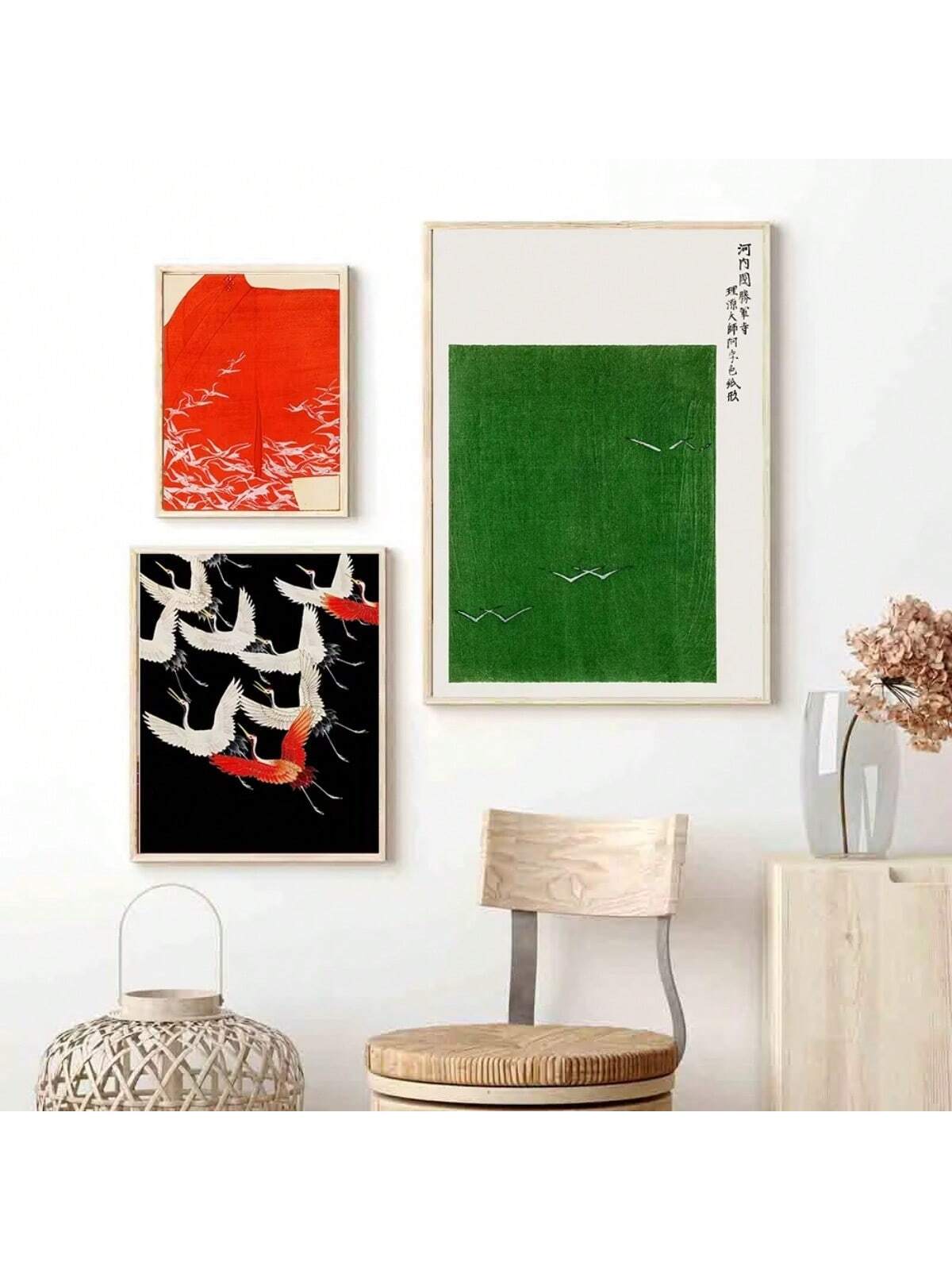 Elevate your living space with this sophisticated Japanese Flying Crane Canvas Print. Featuring traditional artistic elements with a retro aesthetic, this elegant wall art seamlessly blends Eastern symbolism with contemporary design principles. The meticulous reproduction captures the graceful movement and symbolic significance of the crane, known in Japanese culture for representing longevity and good fortune.