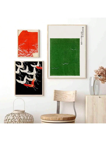 Elevate your living space with this sophisticated Japanese Flying Crane Canvas Print. Featuring traditional artistic elements with a retro aesthetic, this elegant wall art seamlessly blends Eastern symbolism with contemporary design principles. The meticulous reproduction captures the graceful movement and symbolic significance of the crane, known in Japanese culture for representing longevity and good fortune.