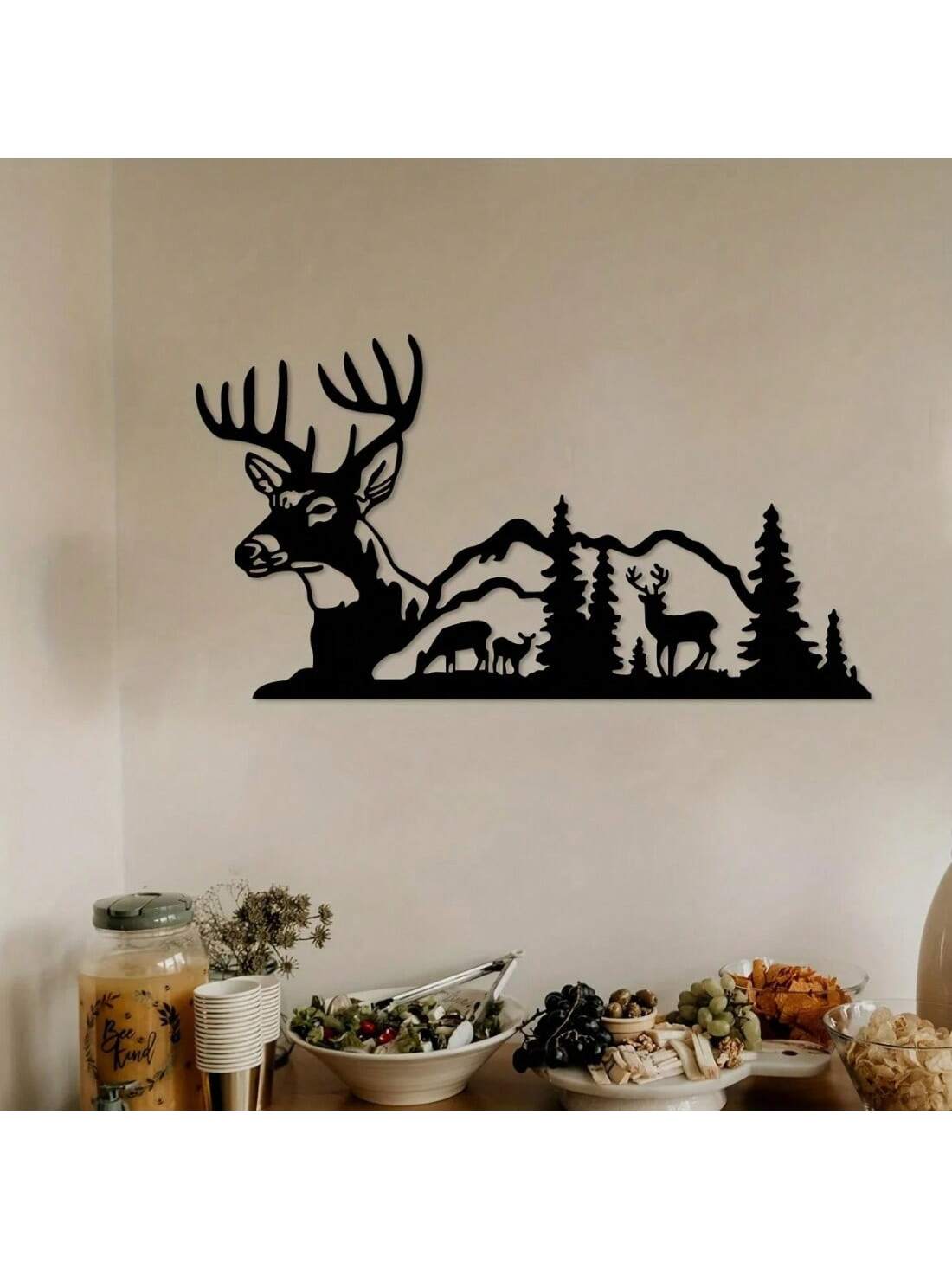 This Elegant Iron Horse Branch Wall Art adds a touch of style to any space with its creative elk design. Crafted from durable metal, it can be used both indoors and outdoors for versatile holiday charm. Elevate your home decor this season with this unique and elegant piece.