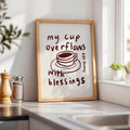 Inspired by Psalm 23:5, this minimalist canvas art transforms a timeless scripture into contemporary home décor. The elegant typography and clean design complement modern interiors while serving as a daily spiritual reminder.