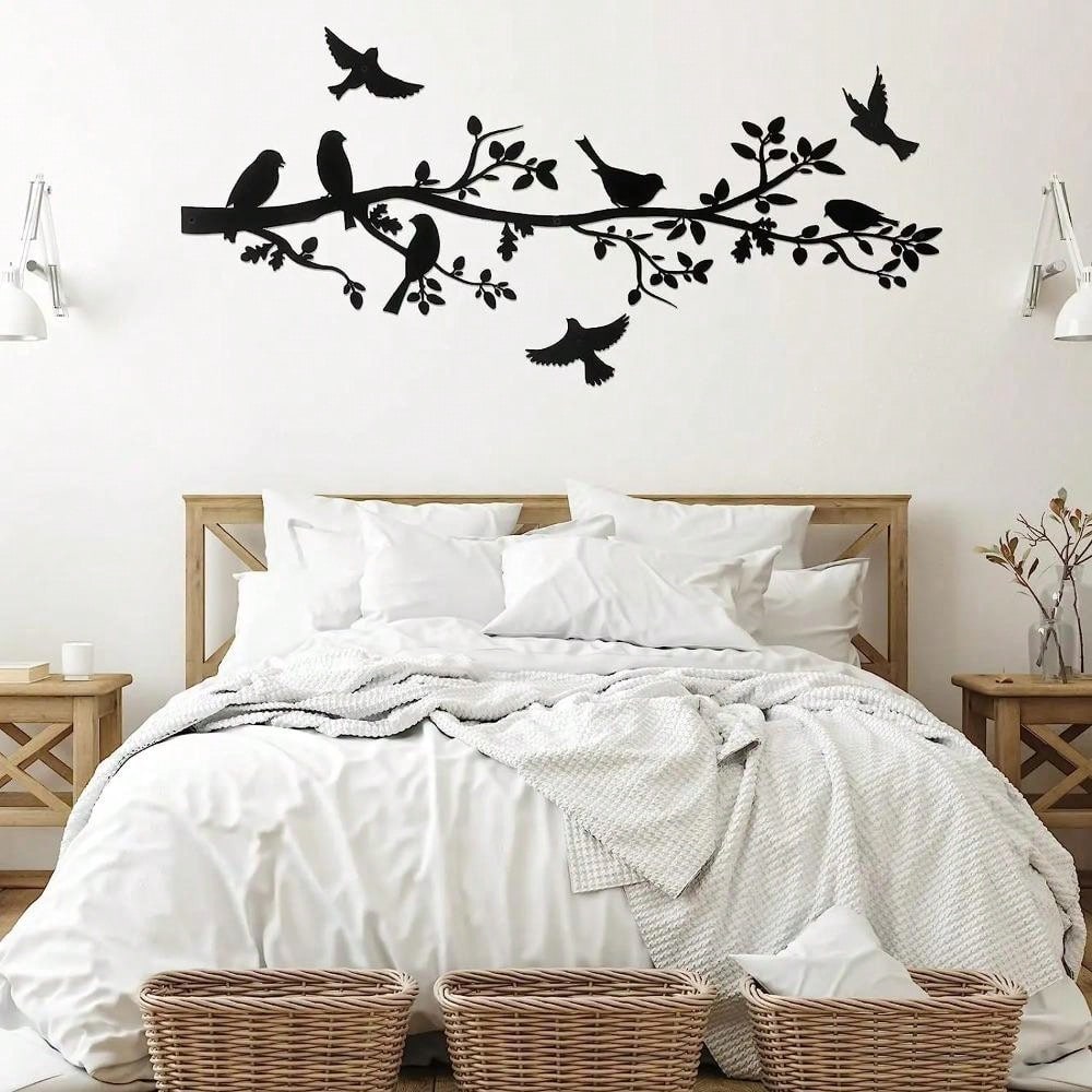 Enhance the aesthetic of your home or office with our elegant 5-piece metal wall art set featuring a nature-inspired design of black branches and birds. Made with high-quality metal, this art set will add a touch of sophistication to any room. Transform your space with this sophisticated and timeless piece.