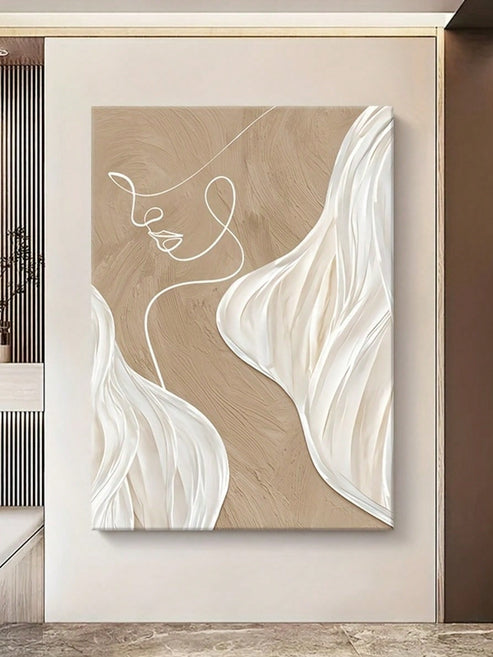 Elegant Nordic cream wind lines frameless canvas poster for modern home decor