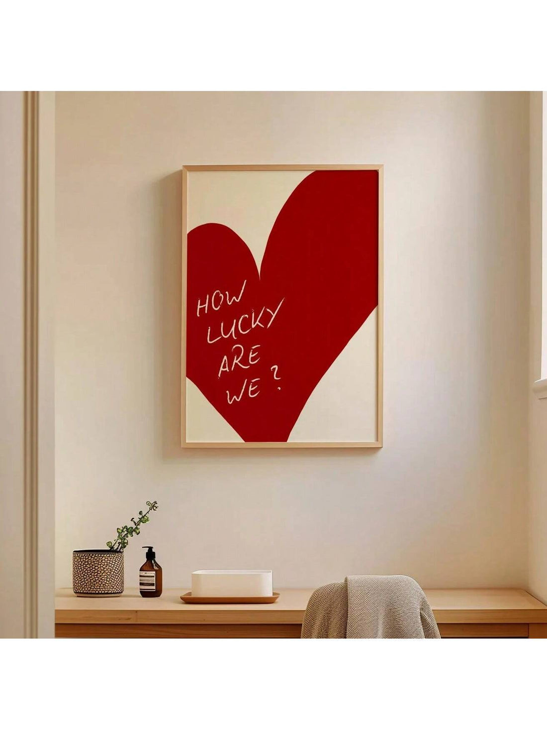 Transform your space with this striking wall art piece that combines contemporary typography with timeless romance. Featuring a bold red heart design paired with an elegant love quote, this minimalist poster brings warmth and sophistication to any room.