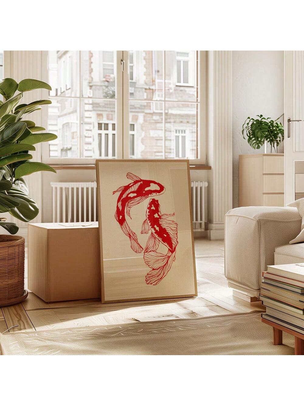 Enhance the aesthetic of your home with our Elegant Red Koi Fish Canvas Print. This stunning Japanese vintage wall art adds a touch of elegance and tranquility to any space. Expertly crafted, it features a captivating red koi fish, symbolizing good luck and prosperity. Transform your space today with this exquisite piece.