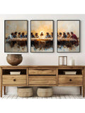 Enhance your space with this elegant set of three unframed Last Supper wall art pieces. Each painting captures the profound moment with refined detail, making it a perfect addition for both home and office environments. Designed to inspire reflection and add a touch of sophistication, these artworks offer timeless religious symbolism without overwhelming your décor. Their unframed format allows for versatile display options, easily integrating into a variety of interior styles.