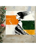 Elevate your living space with this Elegant Woman Canvas Wall Art, featuring a sophisticated retro Art Deco design. The vibrant orange and green abstract background adds a dynamic contrast, making it a striking focal point for any room. Crafted to enhance home decor, this piece blends classic elegance with modern vibrancy, perfect for those seeking refined artistic expression.