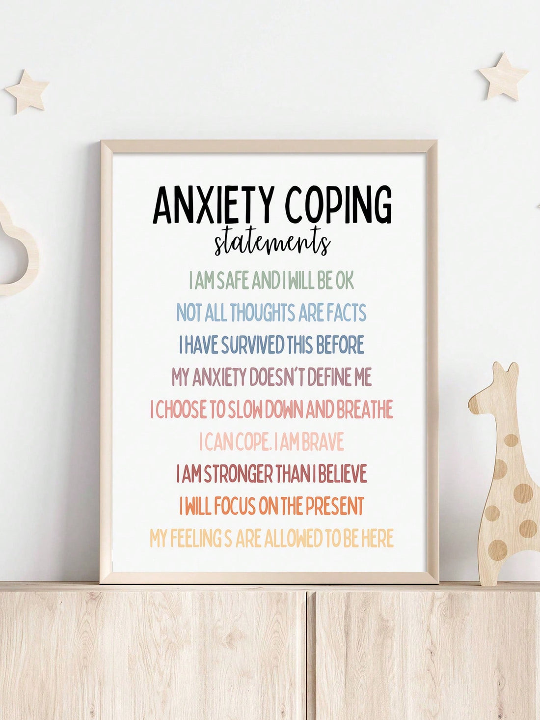 Enhance your space with the Emotional Regulation Rainbow Poster, a thoughtfully designed wall art piece featuring practical coping techniques to support anxiety relief. This vibrant, easy-to-follow guide promotes mindfulness and emotional balance, making it an ideal addition to bedrooms, offices, or therapy rooms. Combining aesthetic appeal with expert-backed strategies, this poster helps foster a calming environment while educating on effective emotional regulation methods.