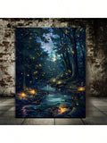 Transform your living room into an enchanted forest with this stunning canvas art. The framed wooden poster depicts a beautiful night scene with glowing fireflies and ancient trees. Bring a touch of magic to your home decor and escape into a mystical world.